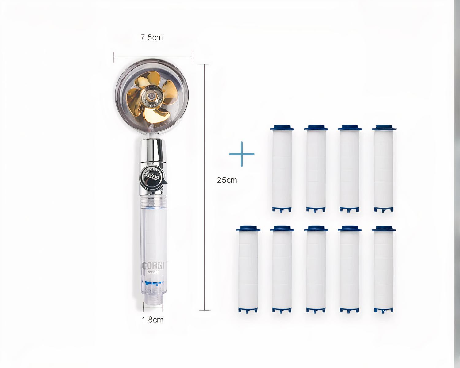 Pommeau de douche filtrant avec ventilateur