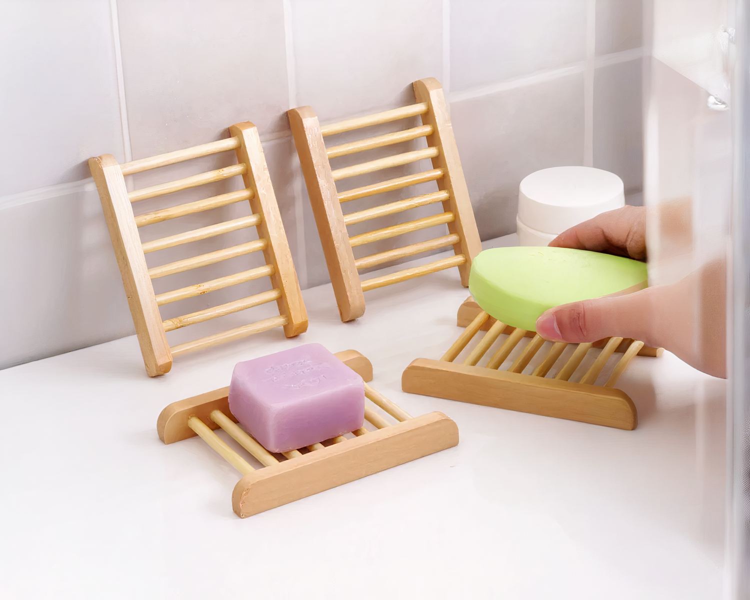 Porte-savon minimaliste en bambou naturel