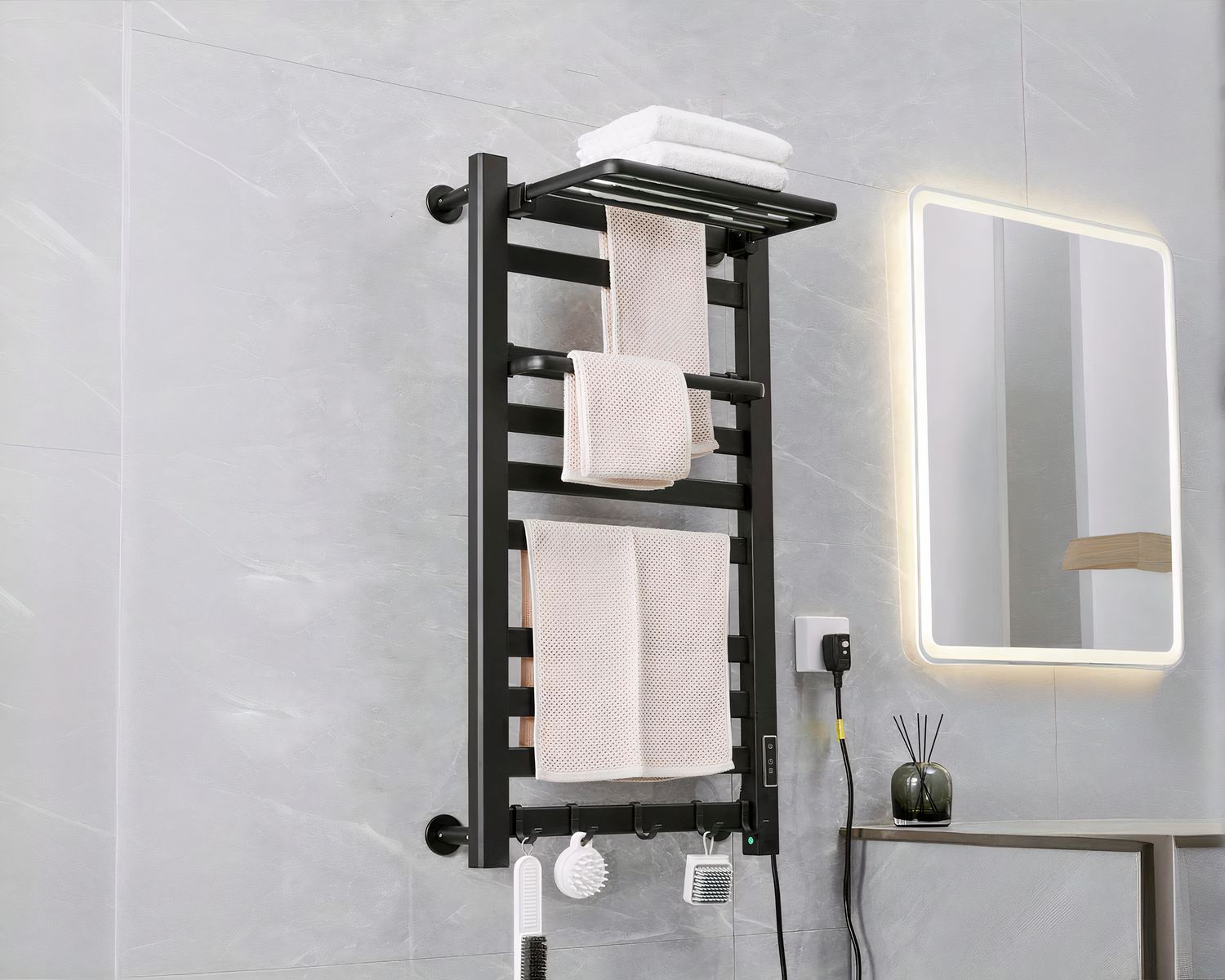 Radiateur électrique salle de bain avec étagère