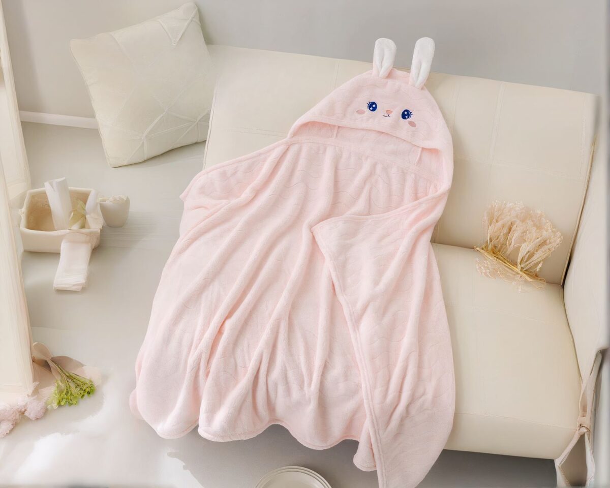 Serviette de bain façon poncho à capuche pour enfant