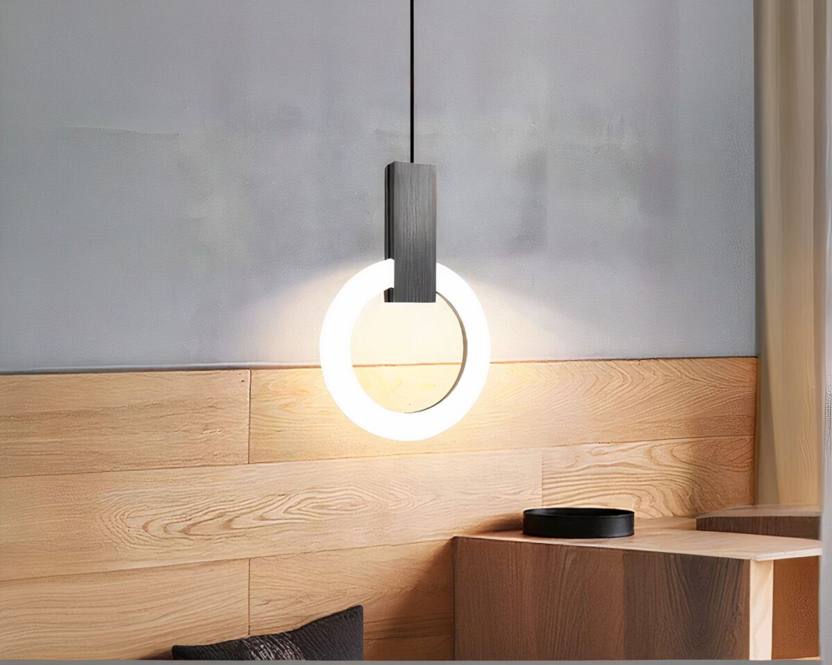 Suspension salle de bain anneaux lumineux LED