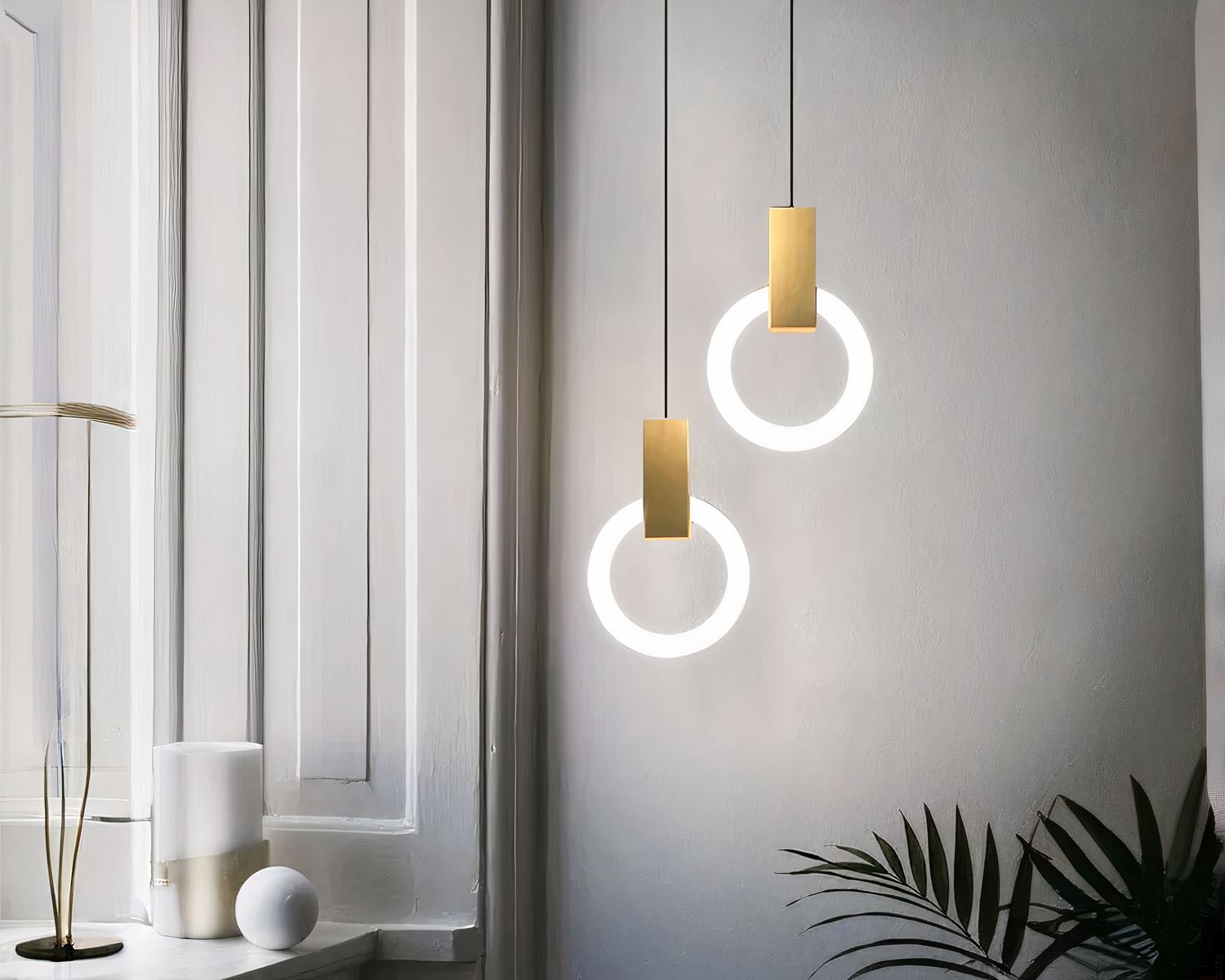 Suspension salle de bain anneaux lumineux LED