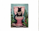 Tableau avec un chat sur les wc