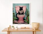 Tableau avec un chat sur les wc