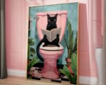 Tableau avec un chat sur les wc