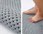 Tapis de bain antidérapant gris à ventouses