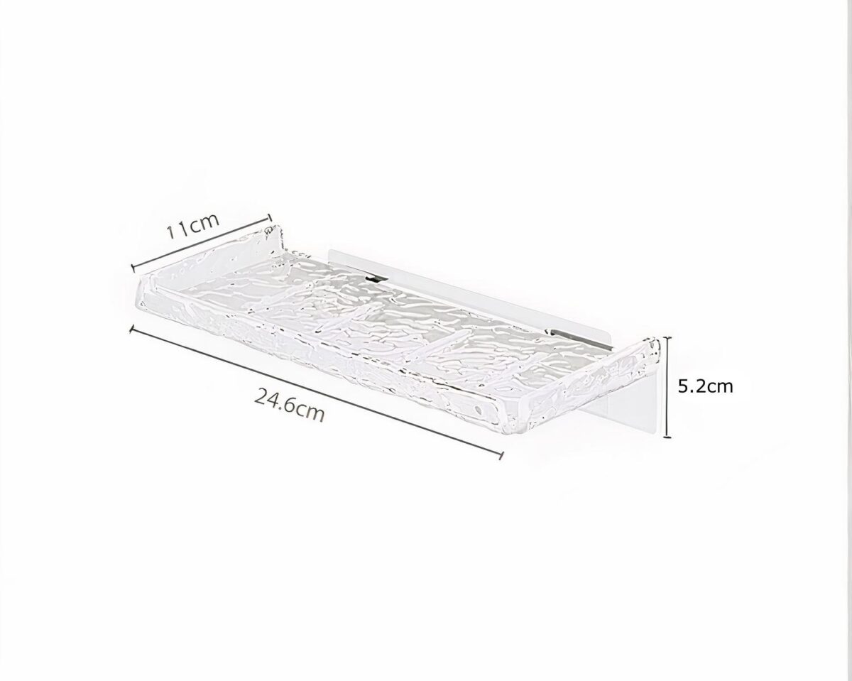 Étagère murale salle de bain à ventouse transparente effet givré