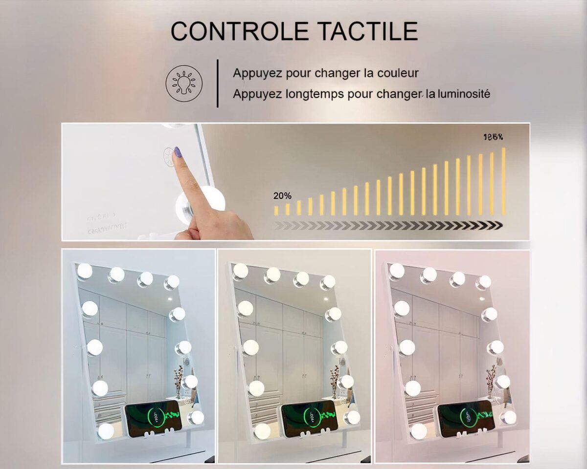 Miroir connecté avec système de recharge