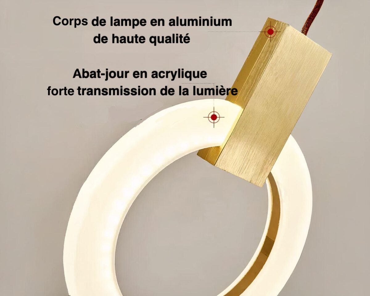 Suspension salle de bain anneaux lumineux LED