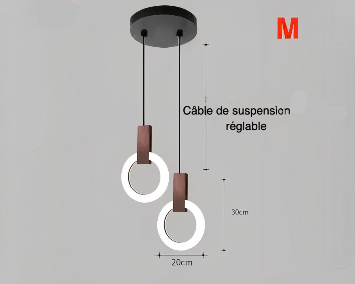 Suspension salle de bain anneaux lumineux LED