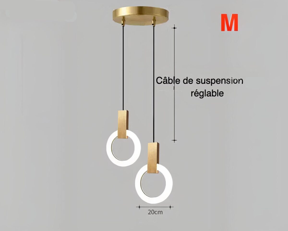 Suspension salle de bain anneaux lumineux LED