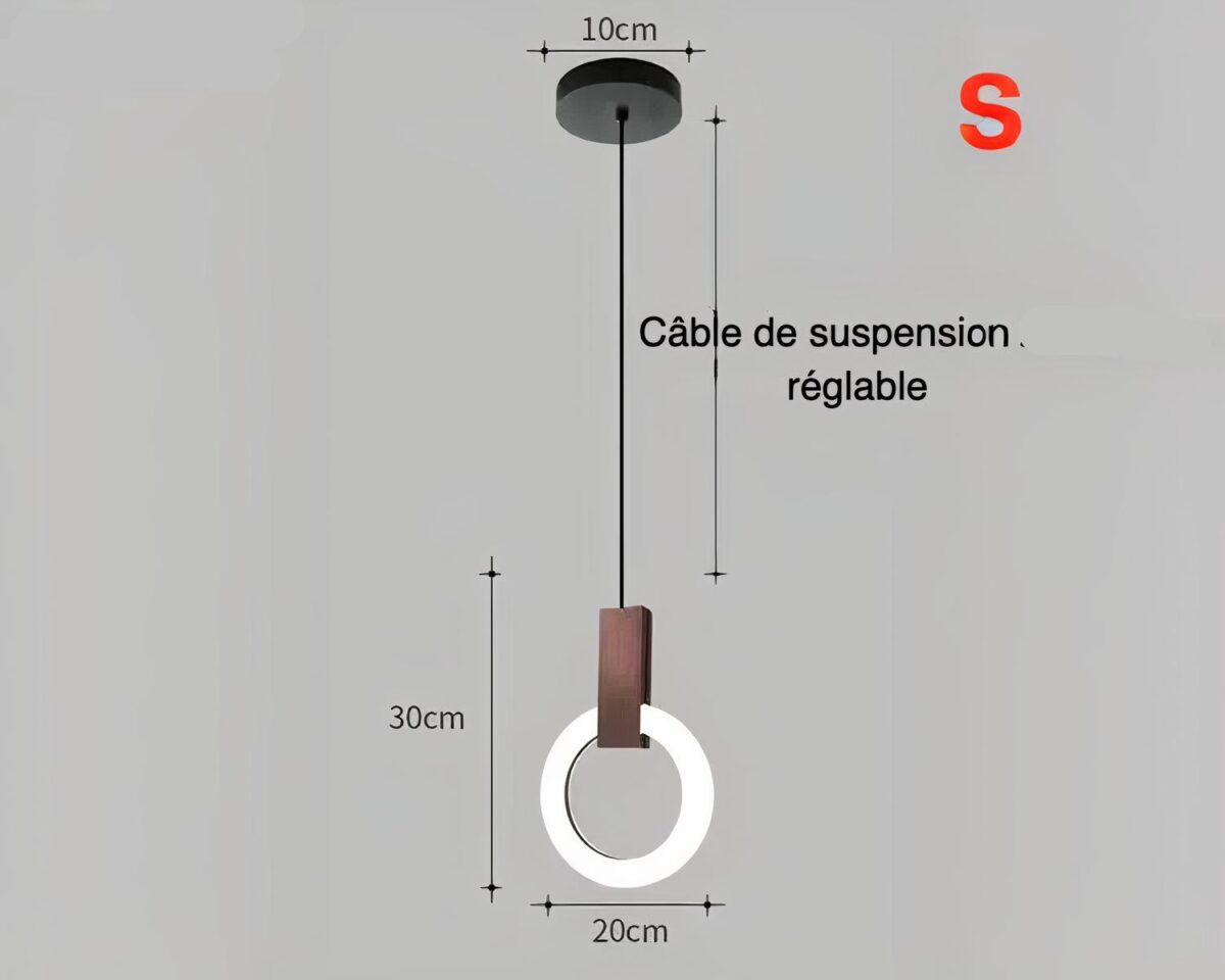 Suspension salle de bain anneaux lumineux LED