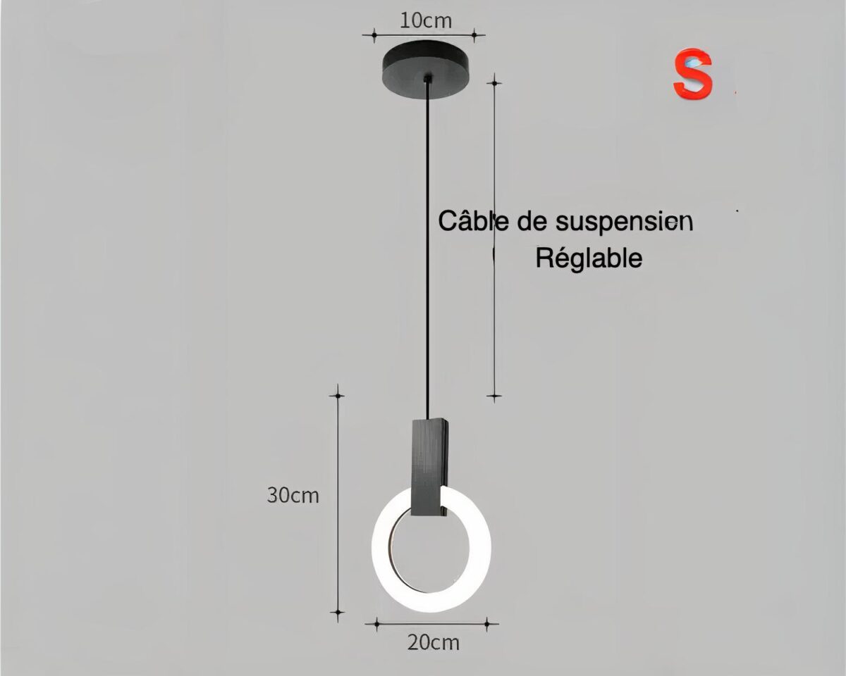 Suspension salle de bain anneaux lumineux LED