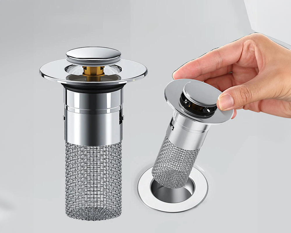 Evacuation pour salle de bain, bouchon filtre lavabo