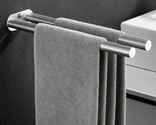Porte-serviettes Mural à Ventouse Ymiko – Plastique Argenté, Sans Perçage