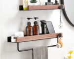 Étagère murale de salle de bain avec porte-serviette