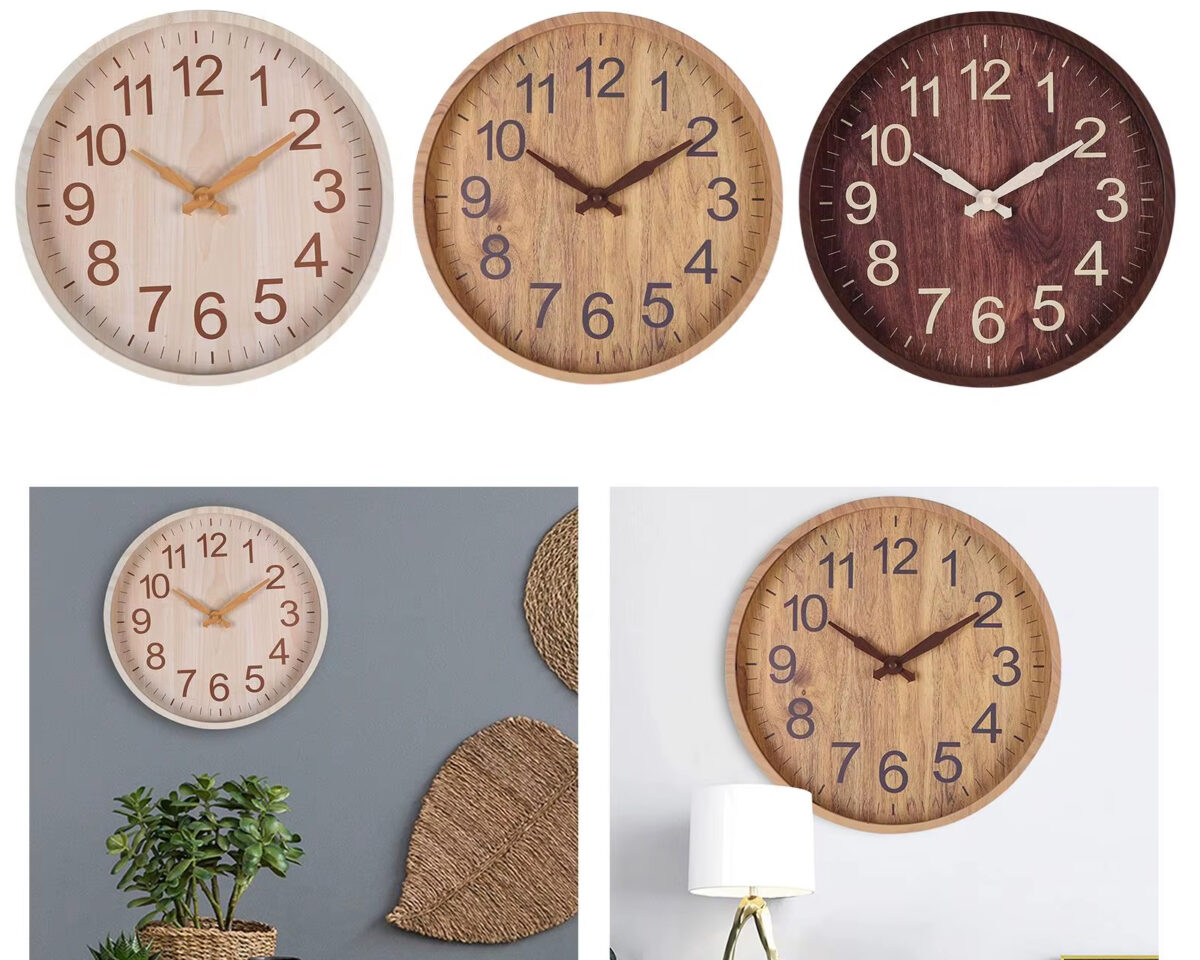 Horloge murale effet bois