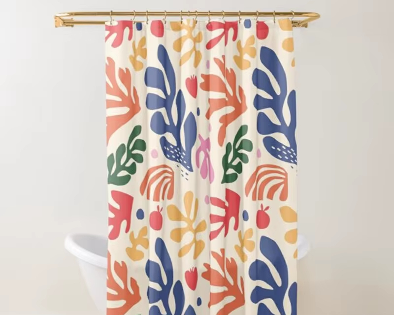 Rideau de douche à motifs colorés