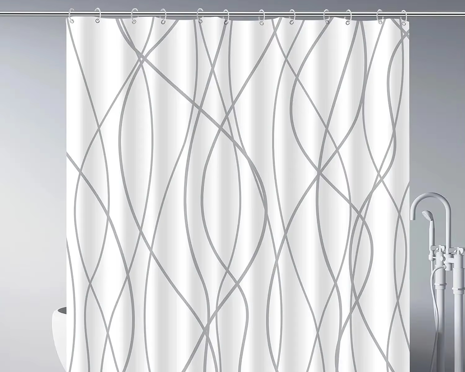 Rideau de douche à rayures vagues