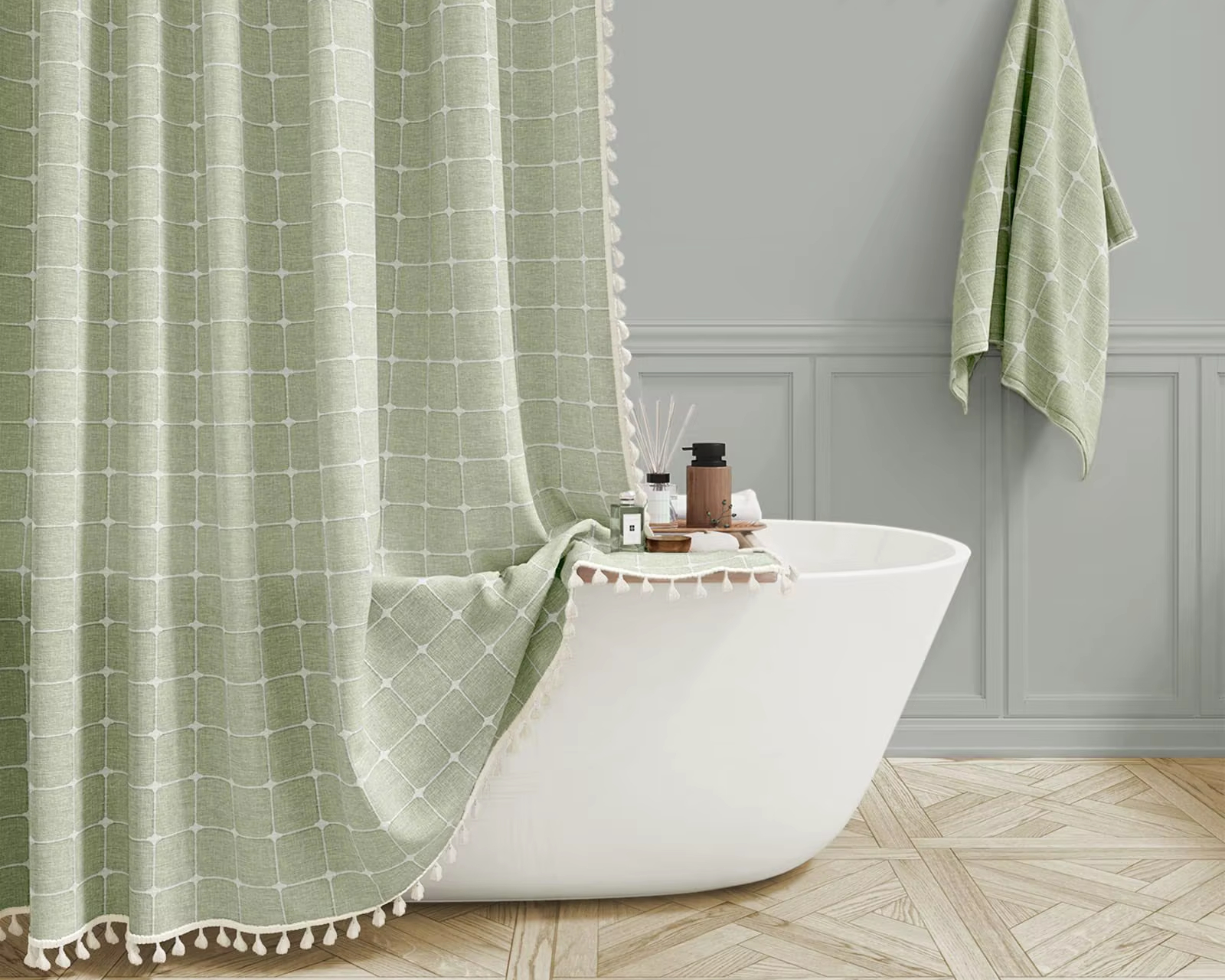 Rideau de douche en tissu style bohème