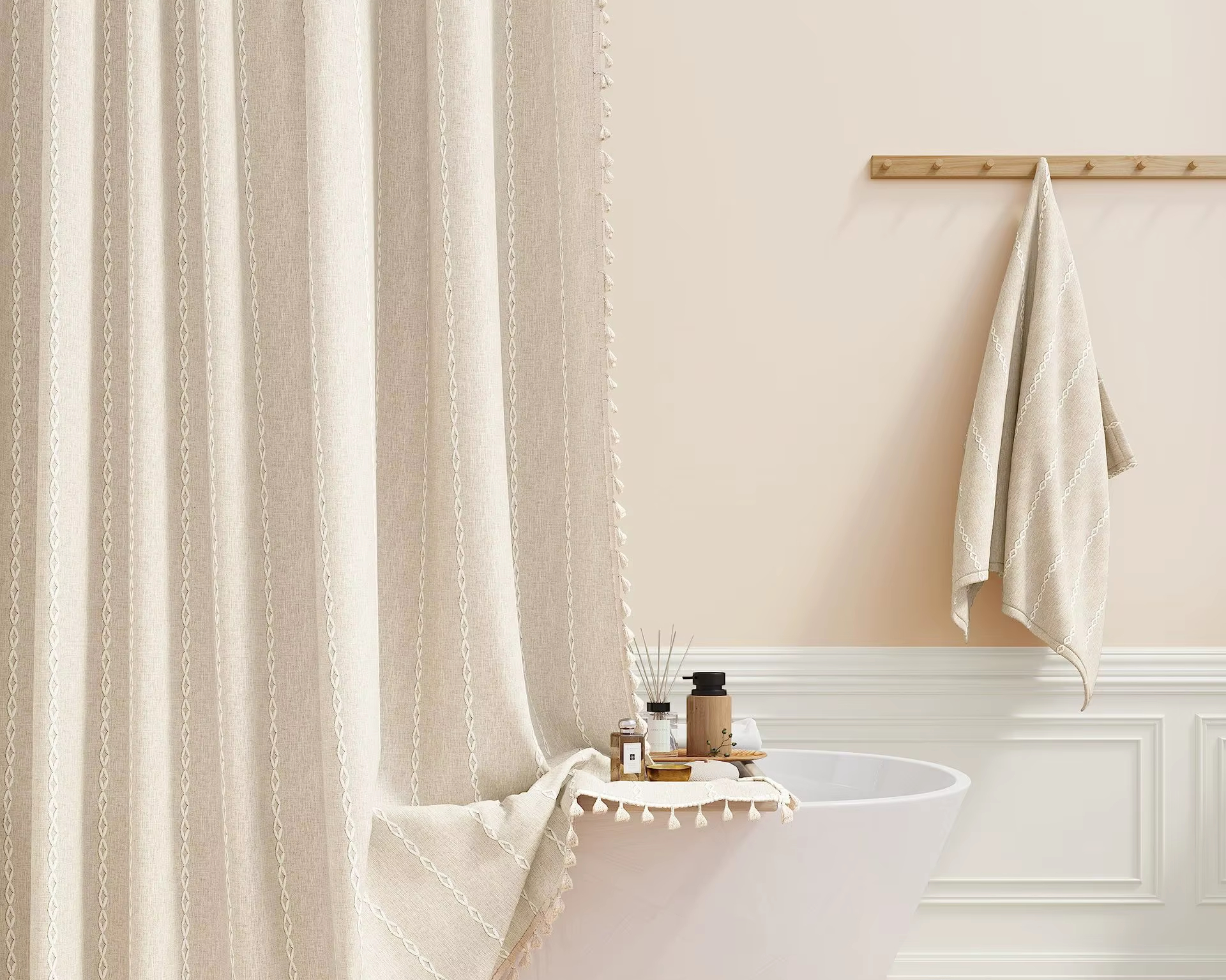 Rideau de douche en tissu style bohème