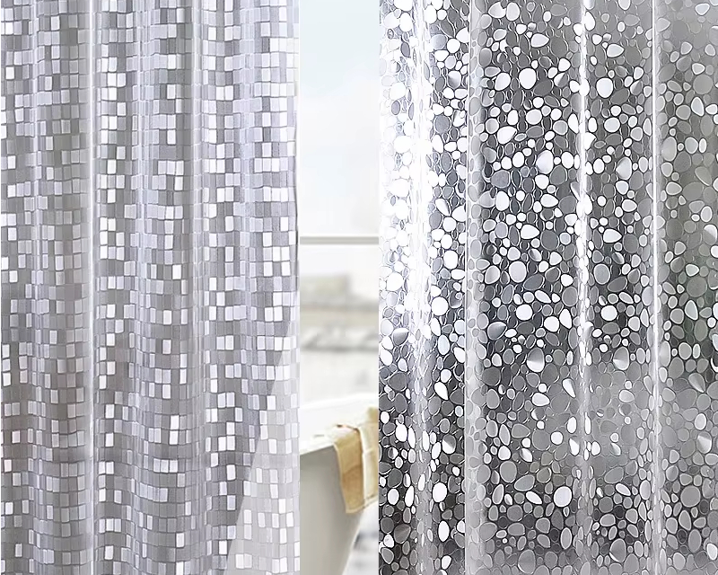 Rideau de douche semi-transparent argenté