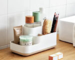 Organisateur de salle de bain en plastique multi-compartiments