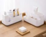 Organisateur de salle de bain en plastique multi-compartiments