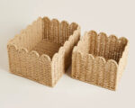 Panier de rangement en rotin bords fantaisie