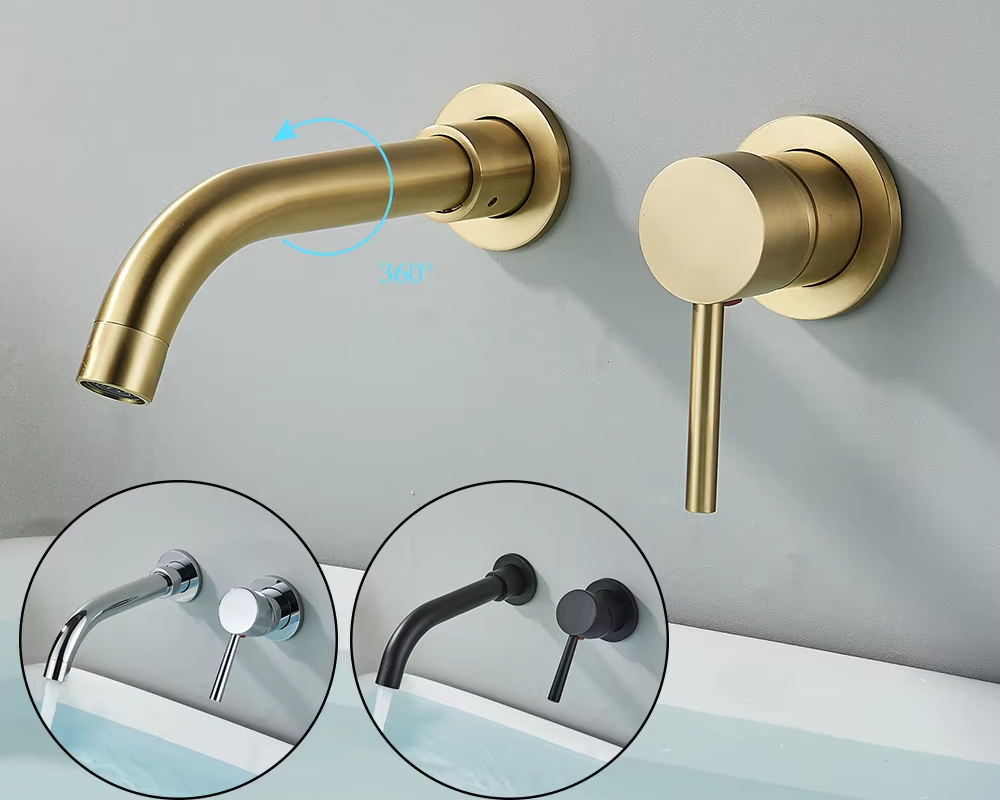 Robinet mural rotatif et sa poignée minimaliste