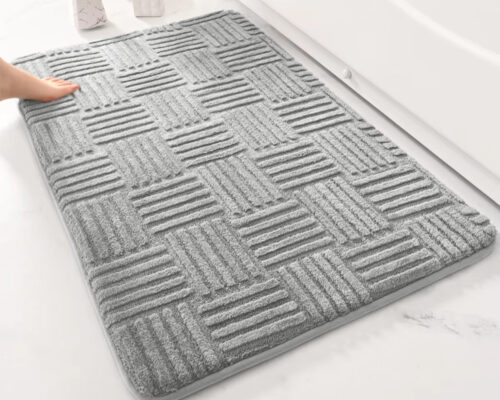 Tapis de bain uni motifs texturés