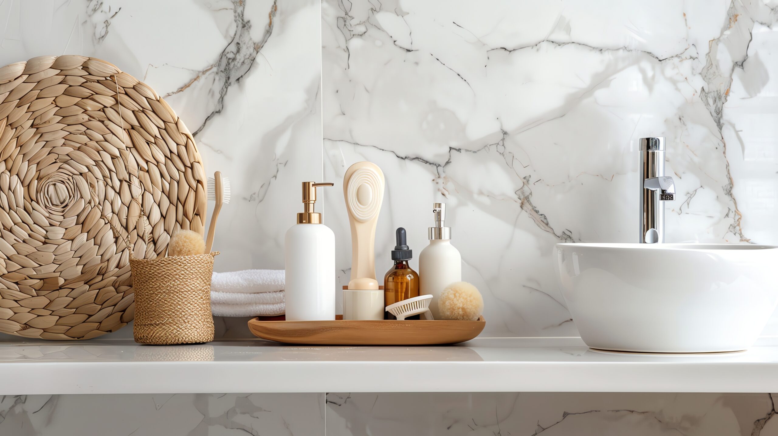 stylish-bathroom-counter-with-white-sink-natural-wicker-decor-bathroom-products-wooden-tray Accueil stylish bathroom counter with white sink natural wicker decor bathroom products wooden tray scaled